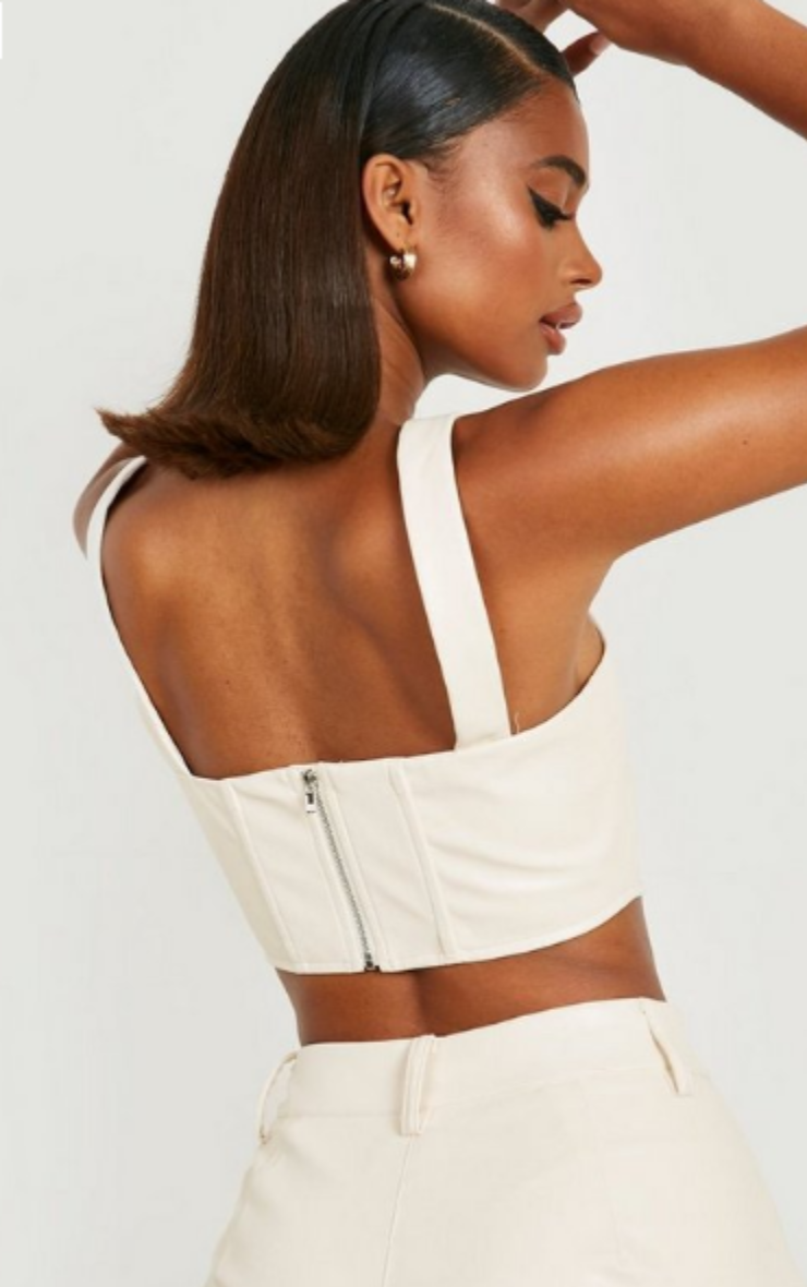 Off White Leather Look Corset
