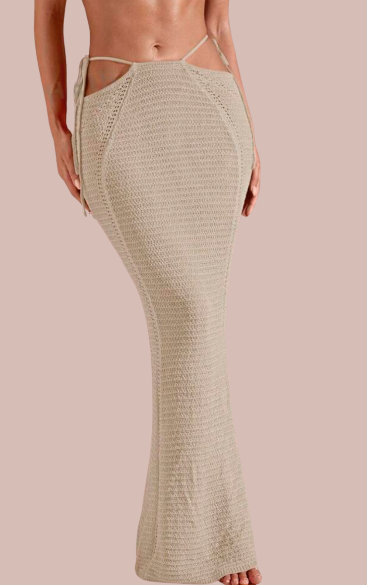 Isla Crochet Skirt in Beige