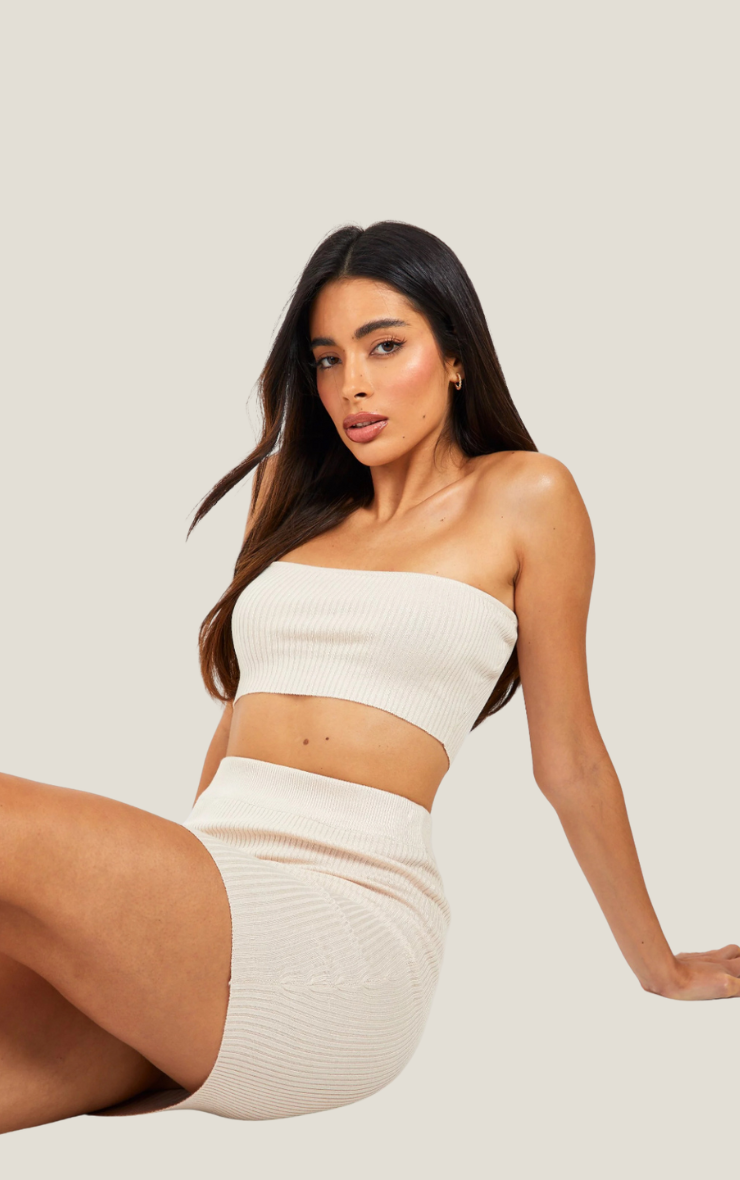 Knit Bandeau Crop & Mini Skirt Co-ord