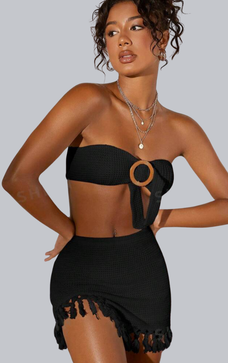 Rome Fringe Set in Black