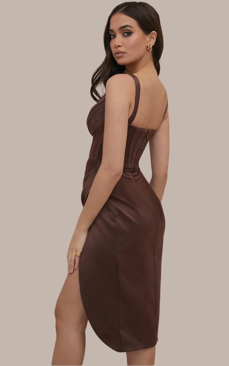 House of CB Faye Chocolate Satin Corset Dress