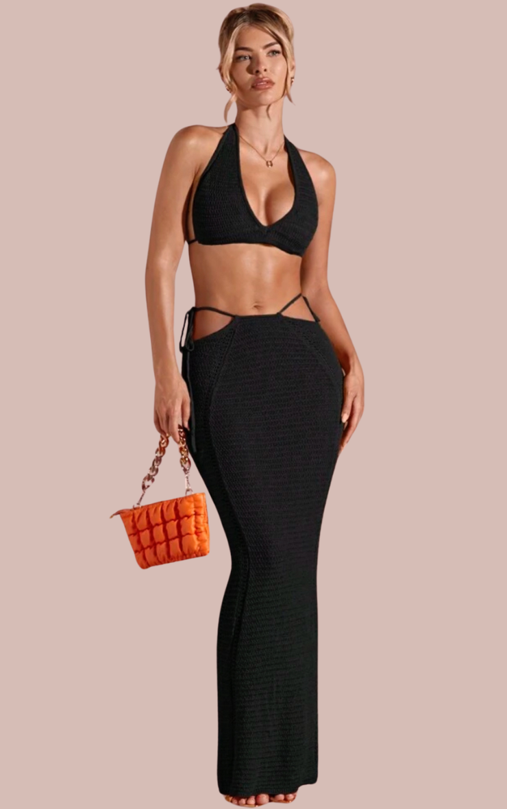 Isla Crochet Skirt in Black