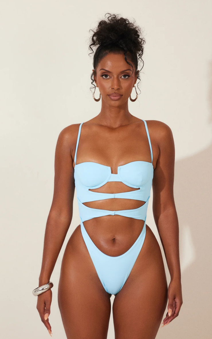 Cut Out Cup Swim in Baby Blue