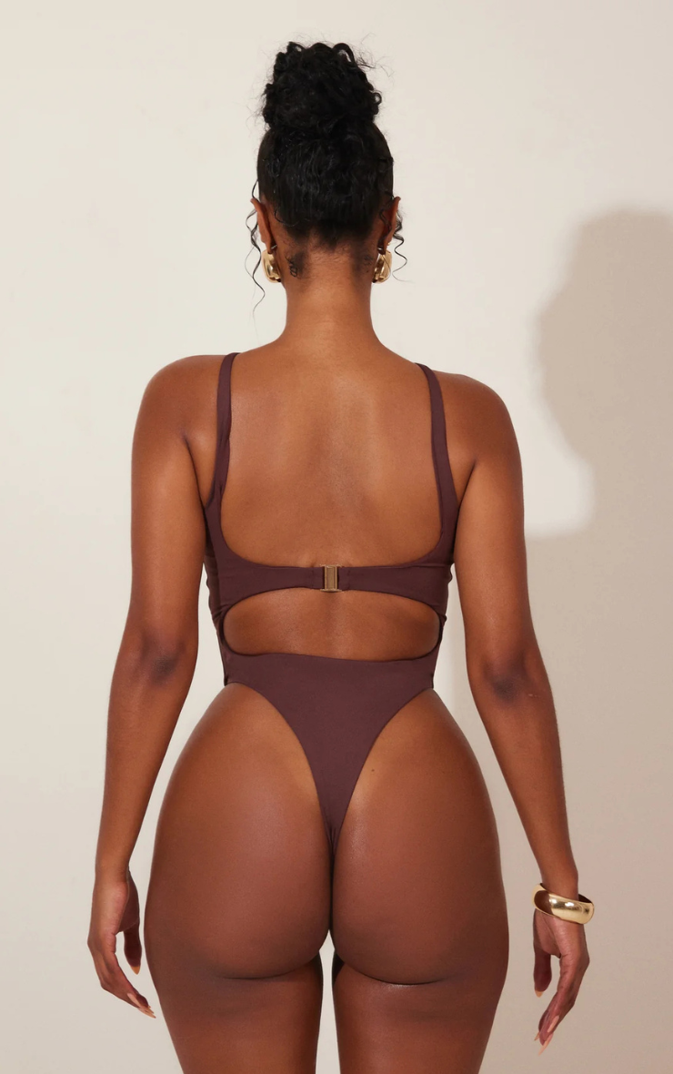 Mars Detail Cup Swim in Brown