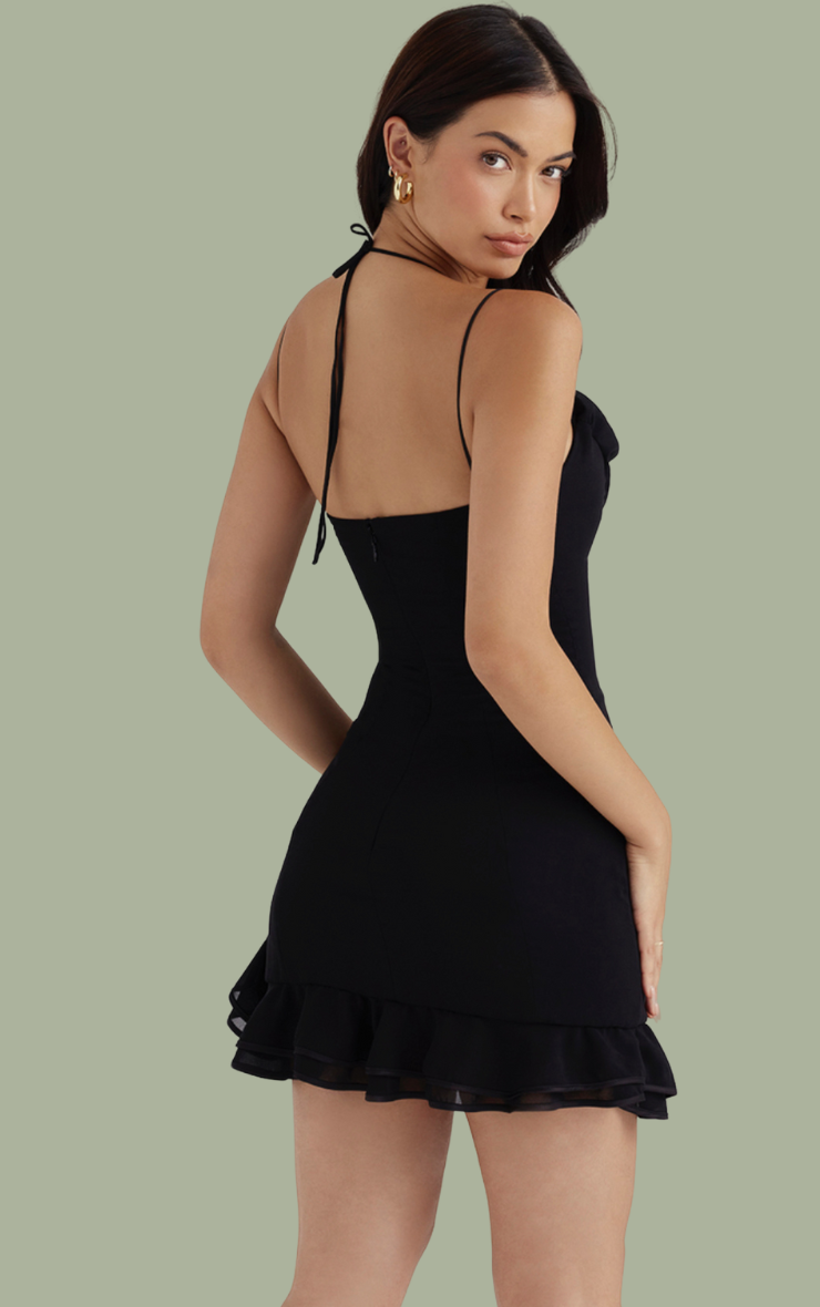 House of CB Rossella Black Ruffle Mini Dress