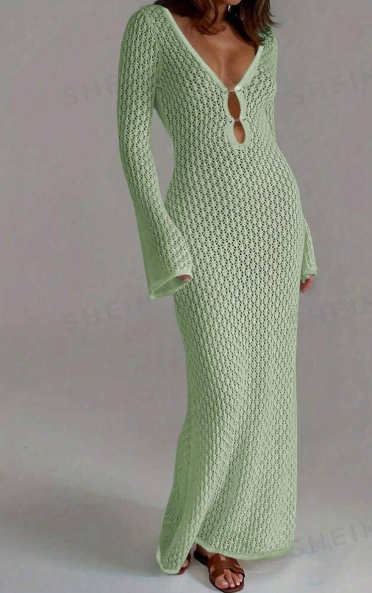 Paris Crochet Dress in Green