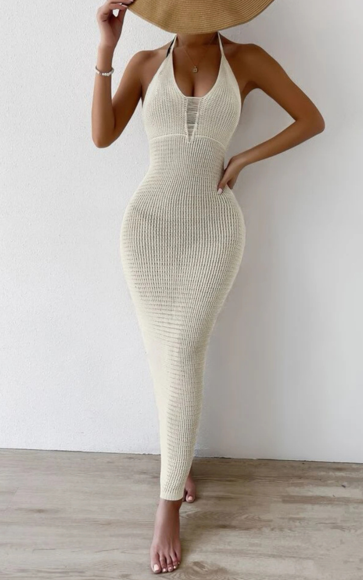 Ripped Tie Back Maxi Beach Dress