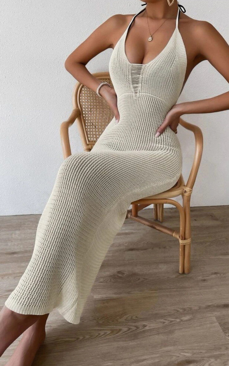 Ripped Tie Back Maxi Beach Dress