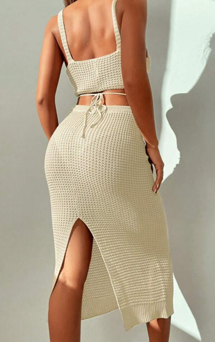 Apricot Square Neck Top & Skirt